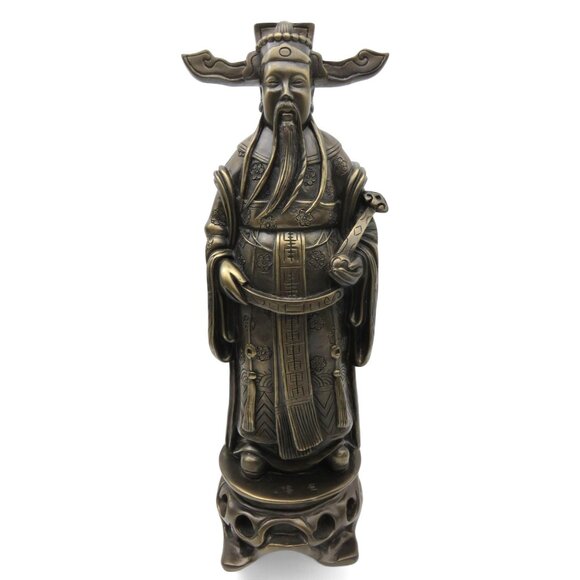 Asian FENG SHUI Bronze Colour Ceramic Figurine 12" Tall Vintage - Picture 2 of 12